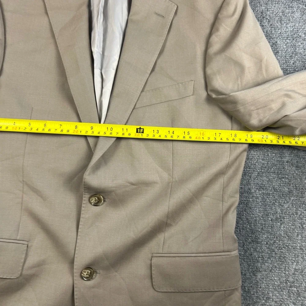 Saks Fifth Avenue Mens 38R Slim Fit 100% Wool Blazer Tan Khaki Sport Coat